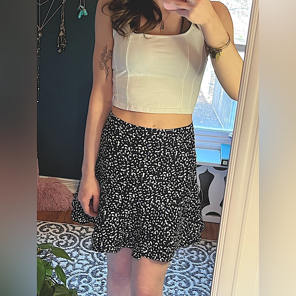 Blue and brown leopard print skater skirt 🤎✨